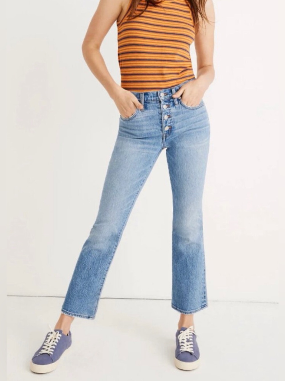 Madewell Cali Demi-Boot Jeans Button Fly Denim Dory Wash Size 28 EUC